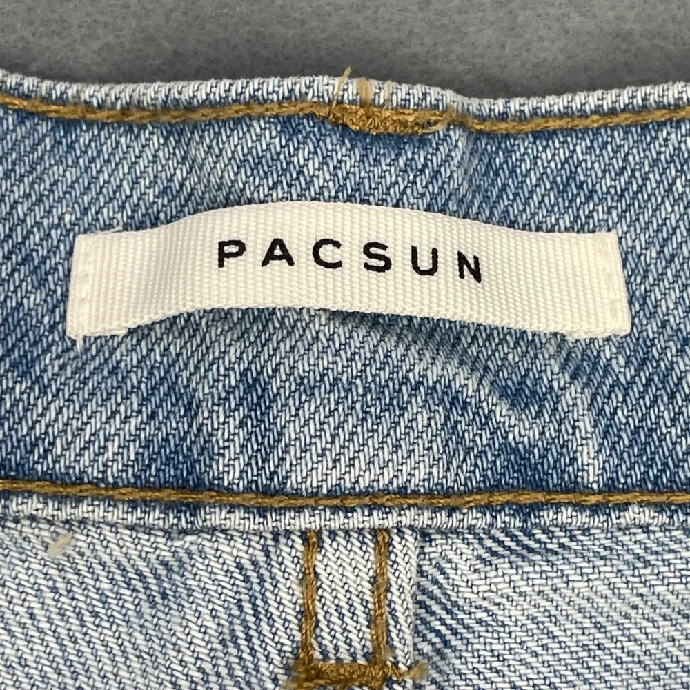 PacSun Blue Two Tone Baggy High Rise Wide Leg Button Fly Jeans Womens 28